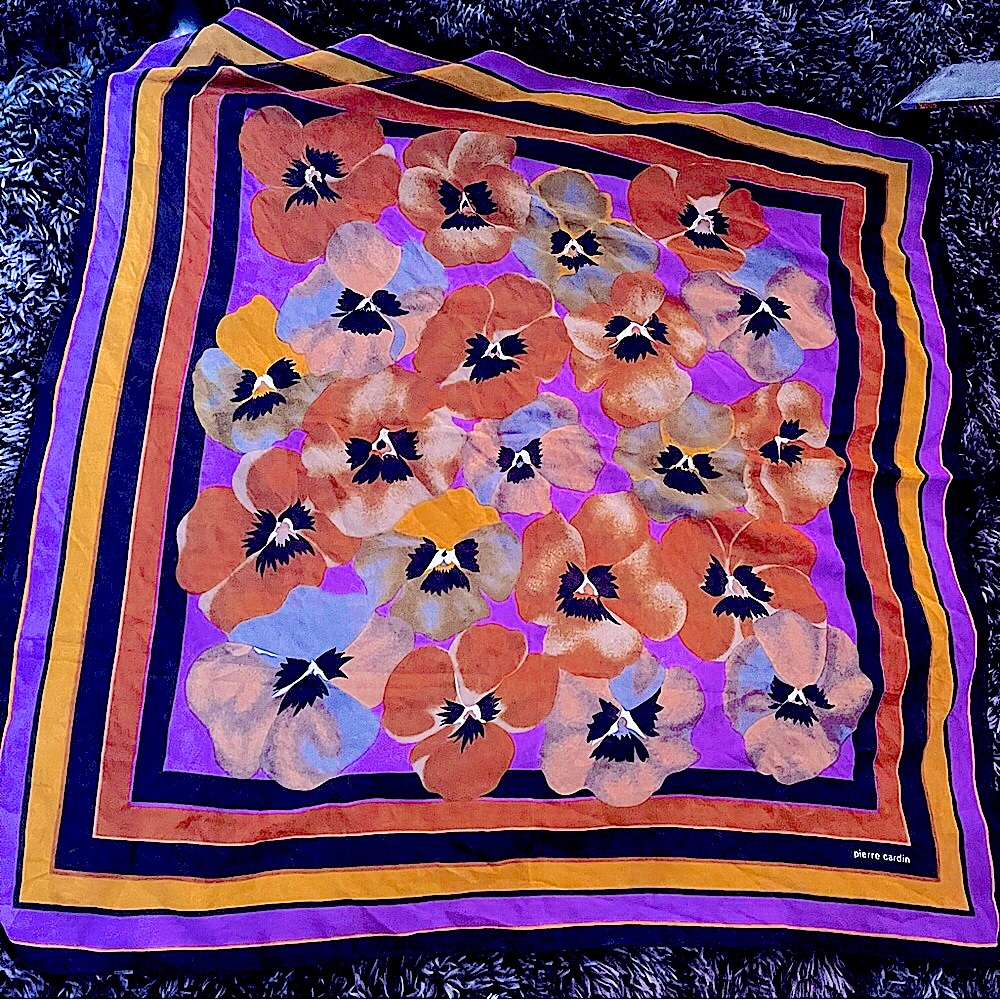 Pierre Cardin Large Vintage Square Shear Silk Scarf